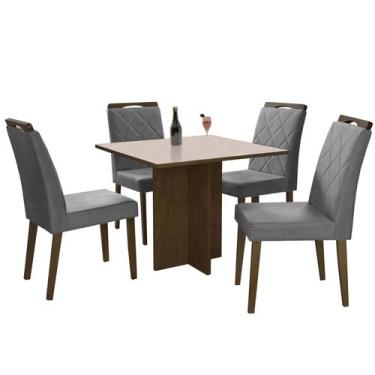 Imagem de Mesa de Jantar Los Angeles 90x90cm com 4 Cadeiras Minas Plac Cor Canel
