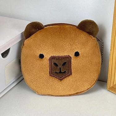 Imagem de Linda capivara bolsa de moedas de pelúcia capivara porta-moedas chaveiro embrulhado para presente capa de fone de ouvido presente presente presente de ano novo e presentes de Natal (sonhando acordado)