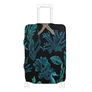 Imagem de Joisal Sargassum Seaworld Protetor de bagagem verde escuro capas de mala personalizadas capa de terno personalizado acessórios de bagagem de viagem, P, serve para capa de 45 a 50 cm, Sargassum