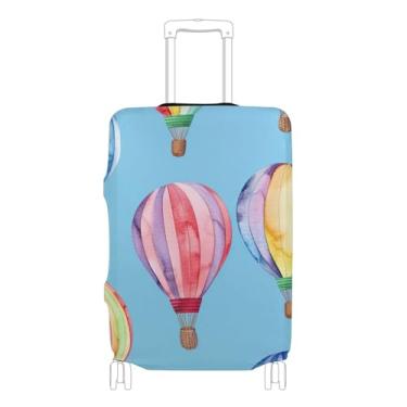 Imagem de Joisal Capa de mala fofa protetora de bagagem com estampas elásticas, manga de viagem para mulheres, balões de ar quente arco-íris, P, serve para capa de 45 a 50 cm, Balões de ar quente arco-íris, S