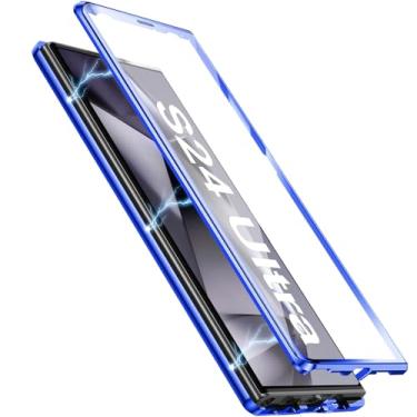 Imagem de [Material de metal] Capa para Samsung Galaxy S24 Ultra, capa de celular externa com proteção contra quedas de grau militar com tela de vidro integrada e protetor de lente da câmera, capa de metal para