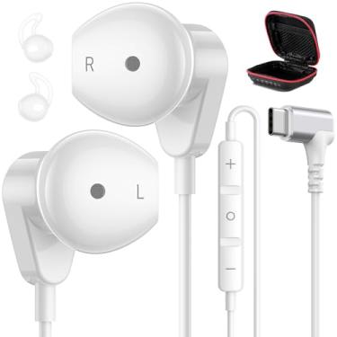 Imagem de APETOO Fones de ouvido USB C para iPhone 17 Pro Max 16 15 iPad, fones de ouvido USB-C com fio de ângulo reto com controle de volume HiFi estéreo tipo C para Galaxy S25/S24/S23/S22 Ultra, Pixel 10 9 8