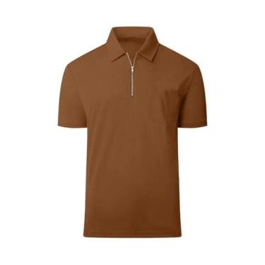 Imagem de Camisa Polo Masculina Leve De Manga Curta Com Zíper De Um Quarto, Casu