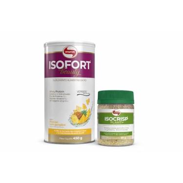 Imagem de Kit Isofort Beauty 450g + Isocrisp Plant 60g Vitafor Proteína com Colágeno Verisol® + Proteína Vegetal Crocante (450, Abacaxi com gengibre)