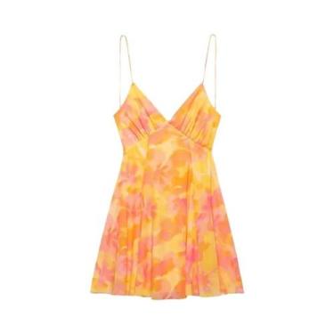 Imagem de Vestido Curto De Verão Estilo Férias Para Mulheres, Estampado Em Seda 