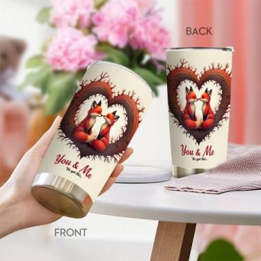 Imagem de Copo de viagem Caneca de café Oasisdream 600 ml com estampa Fox