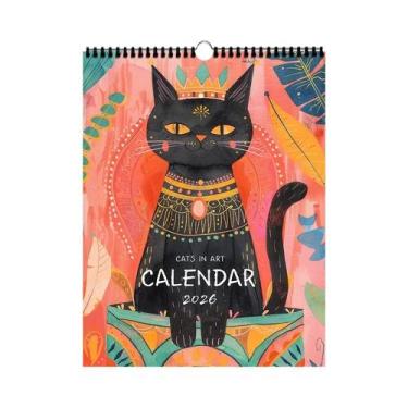 Imagem de Calendário Abstrato De Gatos 2026 Com 12 Designs Diferentes, Calendári