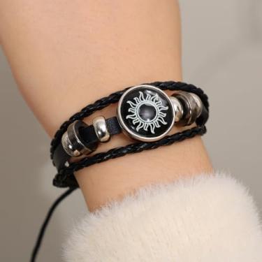 Imagem de Pulseiras trançadas luminosas para amantes de sol e lua, amizade romântica, para casais que brilham no escuro, pulseira ajustável presente, Style1, Liga de aço, Sem Pedra Preciosa