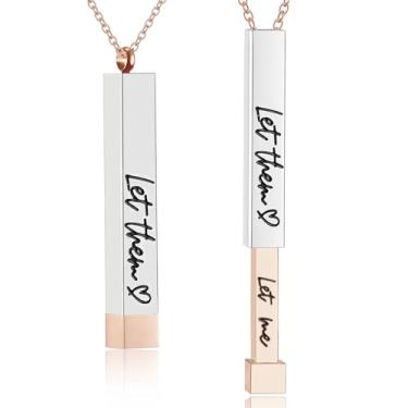 Imagem de HSWYFCJY Be Kind Of A B Colares para mulheres, barra vertical inspiradora, tubo quadrado, pingente com mensagem oculta, pulseira de aço inoxidável, amizade, engraçado, hilário, joia sarcástica