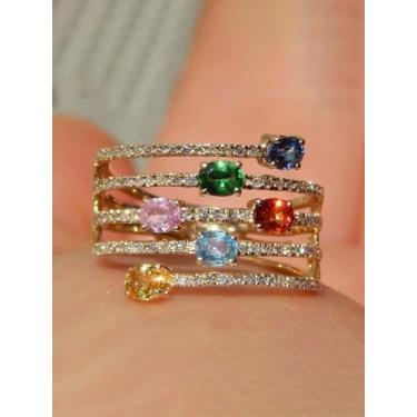 Imagem de Anéis de noivado de luxo para mulheres, modernos, brilhantes, sofisticados, joias embutidas em zircônia para aniversários, dia dos namorados, casamentos, ocasiões especiais, One Size, Metal, Sem pedra