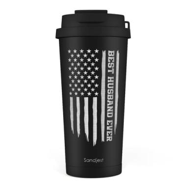 Imagem de Presente para marido da esposa, copo de café com tampa 2 em 1 de aço inoxidável, 510 g, caneca de viagem isolada Best Husband Ever para homens, pais, papai, ideia de presente para aniversário, Natal
