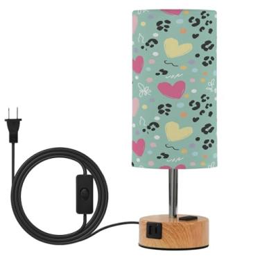Imagem de Wassud Candeeiro de mesa de cabeceira com toque de corações arco-íris leopardo com 3 temperaturas de cor, abajur de mesa de dia dos namorados com forro para sombra de apoio noturno para sala de estar