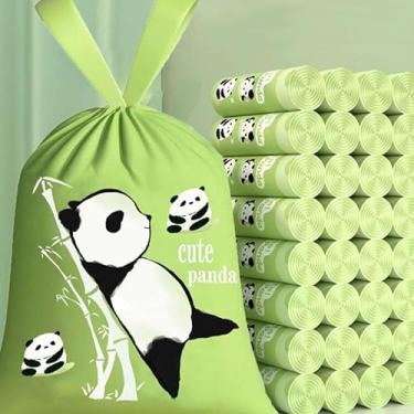Imagem de 75 sacos de lixo fofos de panda com cordão, sacos de lixo espessos para cozinha e uso doméstico, sacos de lixo à prova de vazamento