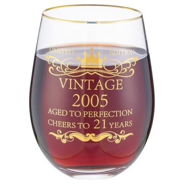 Imagem de Calltoge 2025 Presentes de aniversário de 21 anos para mulheres e homens copo de vinho 425.2 g copo de vinho tinto copo bebendo 21 anos presente de aniversário (21)