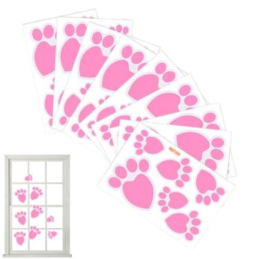 Imagem de Pegadas do Coelhinho da Páscoa - 9 Peças Autoadesivos De PVC Festivo Dupla Face Para Janela | Autocolantes de Pegadas de Pata de Coelho - para Vidro Espelho Porta Frigorífico Quarto Cozinha Sala Loja