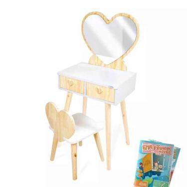Imagem de Penteadeira Infantil com Cadeirinha e Espelho Coração Tamanho G - Eita