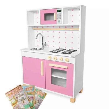 Imagem de Cozinha Infantil com Pia Fogão e Microondas Rosa - Eita Casa Perfeita