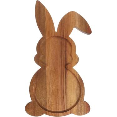 Imagem de Tábua de charcutaria em forma de coelho para Páscoa, bandejas de madeira para servir coelhinho de fazenda, pratos de charcutaria de madeira em forma de coelho para a Páscoa ou decoração rústica de