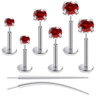 Imagem de Tkzndnm Brincos de titânio F136 20/18/16G, piercing de nariz, medusa, tragus, cartilagem, hélice, labret, costas planas, sem fio, para implante, piercing para mulheres, 20g*6/7/8mm*2/3/4mm, Metal