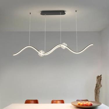 Imagem de Luminárias pendentes de LED modernas, lineares e minimalistas para restaurantes e bares (Opção B: Preto)