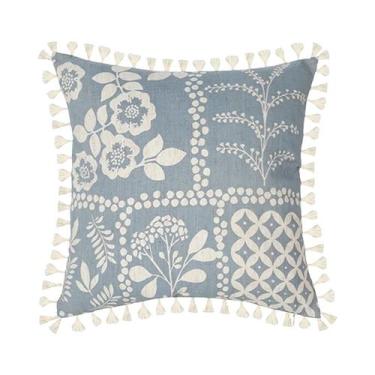 Imagem de Capas De Almofadas Com Estampa Geométrica Azul Claro Com Franjas Para 