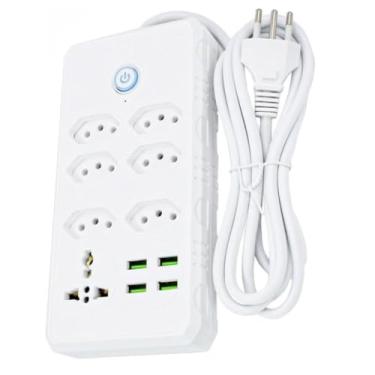 Imagem de Régua Filtro de Linha 7 Tomadas e 4 USB Bivolt 10A Cabo 2 Metros