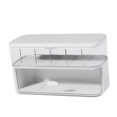 Imagem de POCREATION Caixa Organizadora de Cabos, Caixa de Armazenamento de Cabos ABS de 10 Compartimentos Com Tampa Selada para de Telefone, Carregadores, Fones de Ouvido, Gaveta de Mesa à Prova de (WHITE)