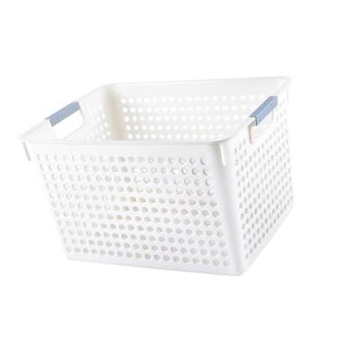 Imagem de Cesto de Armazenamento Plástico Retangular Multifuncional Portátil Recipientes para Mesa com Alçada Escolar Brinquedos Utensílios Organizador Respiráv