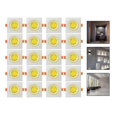 Imagem de Maxim Led Spot LED Quadrado de Embutir, 20 Peças, 9x9cm, Branco Quente 3000K, PVC, Direcionável, Iluminação Interna, Alimentação Manual