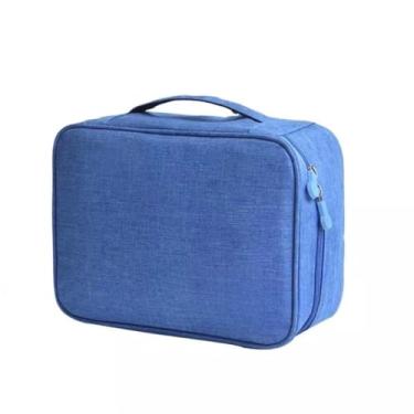 Imagem de Bolsa Organizadora de Cabos e Eletrônicos Portátil – Necessaire Multifuncional Impermeável para Viagem(grande-Azul Claro)