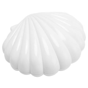 Imagem de Fabater Caixa de Joias Musicais para Meninas, Forma de Concha Fofa Com Espelho de Maquiagem, Organizador de Caixa de Música Infantil para Crianças, Plástico 6,3 X 5,12 pol. (Branco)