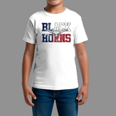 Imagem de Camisetas Infatil Básica Masculina Moda Country Manga Curta Black Horn