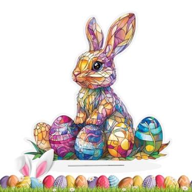 Imagem de Decorações de coelho, colorido 2D acrílico Páscoa, mesa de decoração de mesa de coelho | para casa, sala de estar, prateleira, mesa, armário, festa de casamento
