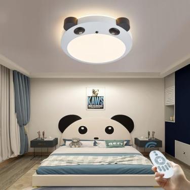Imagem de Luminária de teto LED moderna e criativa para quarto infantil, com design decorativo de panda, dimerizável e com controle remoto, ideal para quartos de meninos e meninas, salas de jantar e d
