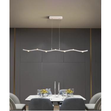 Imagem de Luminárias pendentes LED modernas para restaurantes, com capacidade de iluminação de 10 a 15 m², reguláveis, embutidas, com altura ajustável, ideais para mesas de jantar, ilhas de cozinha, q