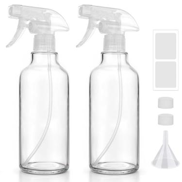 Imagem de Hethyo Frascos de spray de vidro de 500 ml, frascos vazios de spray/spray, pequenos recipientes recarregáveis para cuidados com o cabelo, soluções de limpeza, plantas, óleos essenciais, pacote com 2