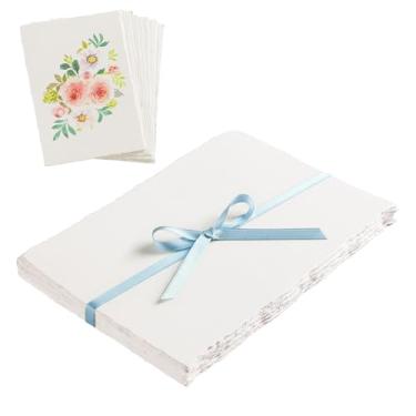 Imagem de 25 folhas de papel texturizado, papel aquarela, 13 x 18 cm, 240 g/m², papéis brancos feitos à mão para aquarelas, cartões, artesanato, convites de casamento