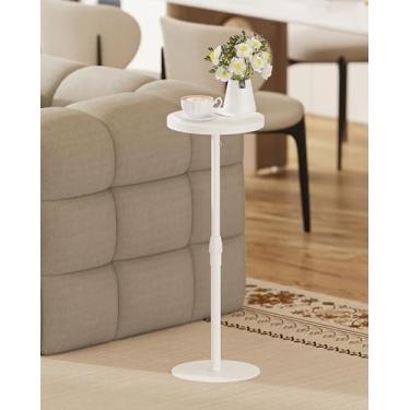 Imagem de TUTOTAK Mesa lateral redonda alta, mesa de canto pequena, conjunto de 2, mesa de bebida, mesa lateral de pedestal, sala de estar, branca TB01BW096
