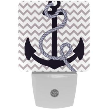 Imagem de lcndlsoe Luz noturna LED com plugue de âncora náutica, sensor automático, crepúsculo ao amanhecer, decoração noturna para quarto, banheiro, cozinha, corredor, escadas, corredor, quarto do bebê