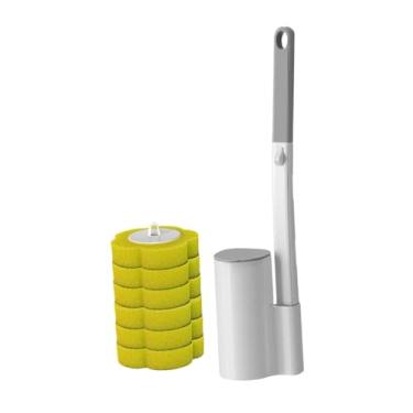 Imagem de DimyFew Kit com 7 Refis para Escova de Vaso Sanitário, Suporte para Escova, Acessórios para Banheiro, Limpador de Vaso Sanitário, Escova de Cabo Longo para Li, Amarelo, Tamanho real