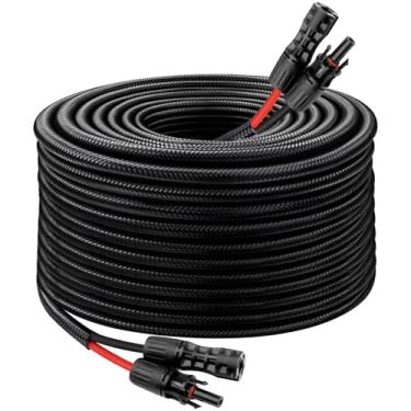 Imagem de Cabo de extensão de painel solar – Fio solar de 8 AWG 1,8 m com conector à prova d'água fêmea e macho fio fotovoltaico com manga protetora retardante de chamas para trailer, sistemas fotovoltaicos