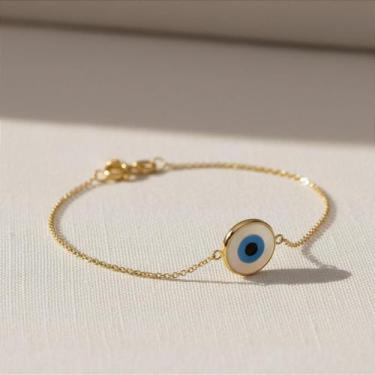 Imagem de Pulseira de Ouro 18k com Olho Grego de 18mm Central - no-brand