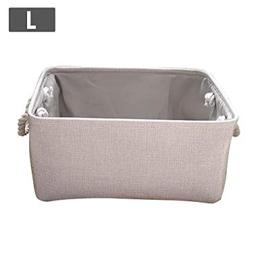 Imagem de Cestos de Armazenamento Tecidos para Casa Organizador Plegável com Alça Corda Algodão Cubo Colapsível Cesto Linho Organi
