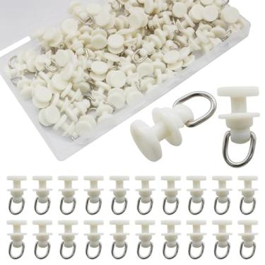 Imagem de Waziaqoc Pacote com 50 planadores de cortina, ganchos de cortina de plástico branco premium (0,4 x 0,8 polegadas) divisórias deslizantes suaves para quarto, chuveiro, trailer e garagem