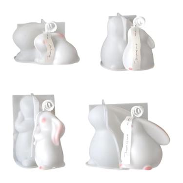 Imagem de Airssory 4 peças, 4 modelos, 3D, vela de coelho, moldes de silicone para decoração de festa de Páscoa, casa, vela de sabonete, faça você mesmo