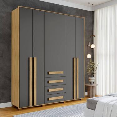 Imagem de Guarda-roupa Casal 5 Portas 3 Gavetas Las Vegas Cinamomo /Grafite