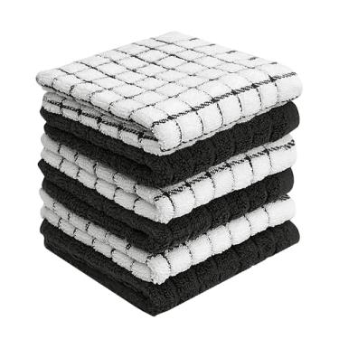 Imagem de Panos de prato de algodão premium Bumble 30,5 cm x 30,5 cm | Design preto | 405 GSM | Toalhas de prato altamente absorventes e macias | Conjunto de toalhas de cozinha de algodão fiado 100% natural