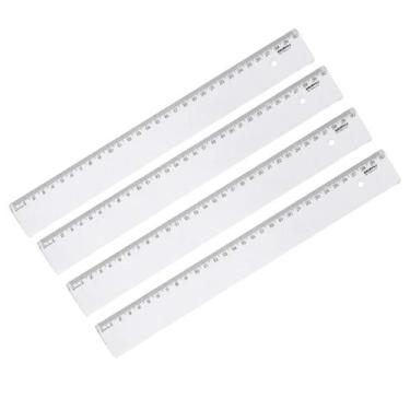 Imagem de Kit 4 Régua escolar transparente 30cm Maxcril New Line nova