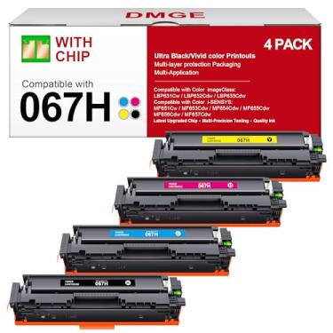 Imagem de DMGE 4 cartuchos de toner pretos para Canon 067, 067H, MF656cdw, MF654Cdw, LBP633Cdw, LBP632Cdw