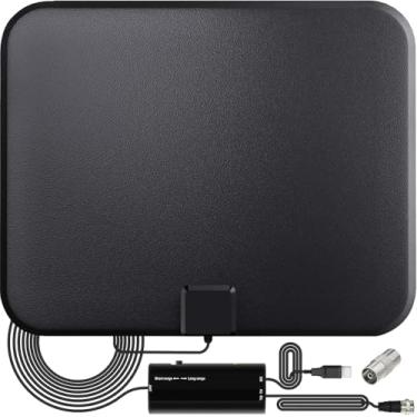 Imagem de Antena de TV interna para Smart TV e todas as Smart TVs, antena digital HD com amplificador de sinal amplificador, antena de TV para canais locais internos e externos, suporta cabo coaxial 4K 1080p